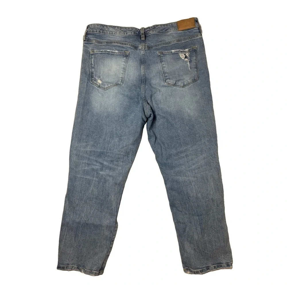 Dear John Frankie Straight Jeans Womens 33 Super High Rise Distressed Light Wash